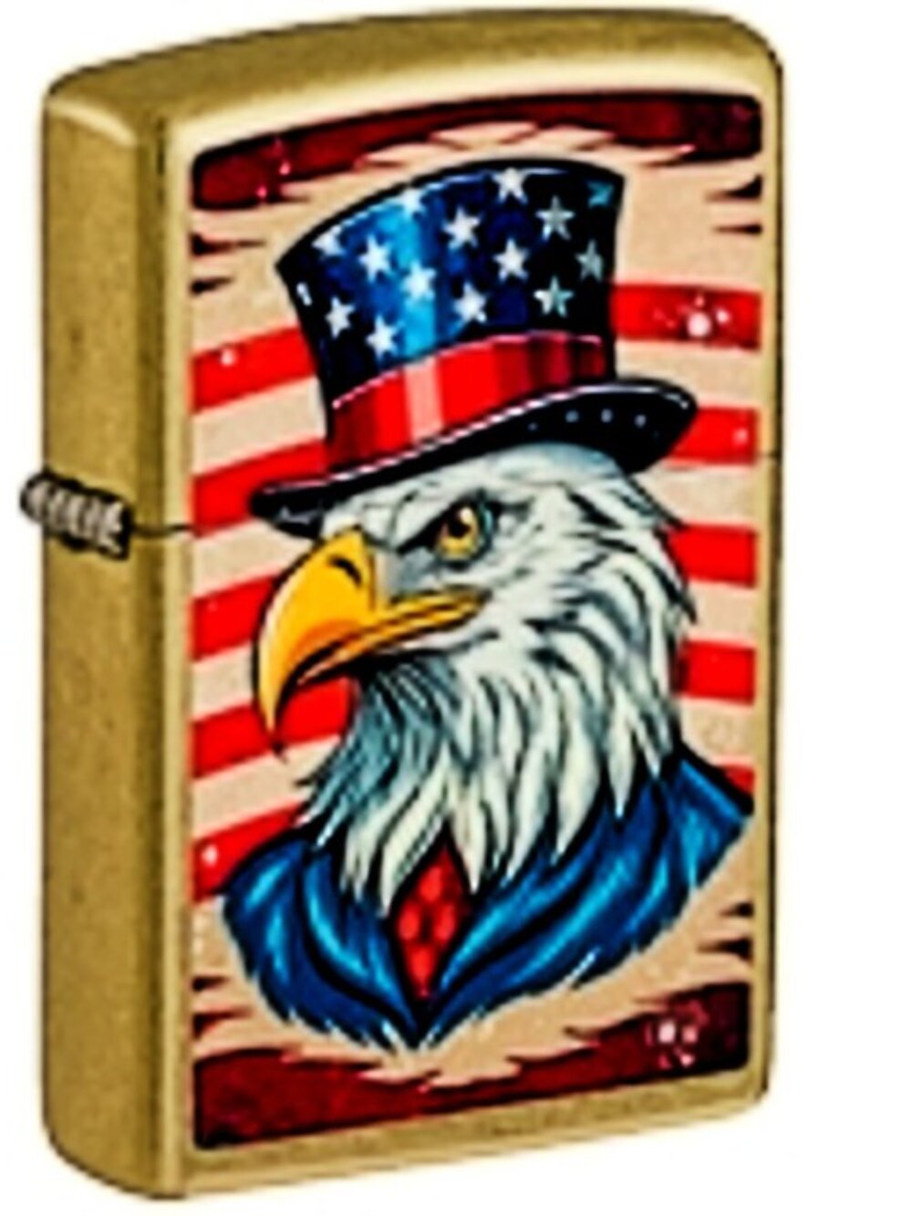Brass Bald Eagle W/Top Hat Zippo Lighter